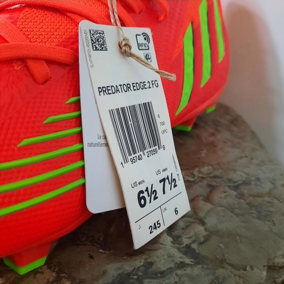 NWT Adidas Predator Edge .2 FG Soccer Cleats Red Green Men\'s Size 6.5 main image 5